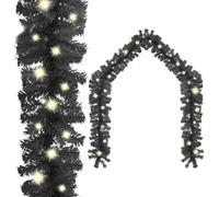 vidaXL Christmas Garland with LED Lights Holiday Xmas Decoration Illuminated String Lights Artificial Leaves Plants Garden Home 20 m Black