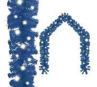 vidaXL Christmas Garland with LED Lights Holiday Xmas Decoration Illuminated String Lights Artificial Leaves Plants Garden Home 5 m Blue