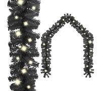 vidaXL Christmas Garland with LED Lights - 5m Black - Easy to Shape - 75 LEDs - 450 Branches - USB Connection - Low Power Consumption