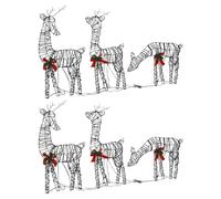 vidaXL Christmas Reindeer Families Display 2 pcs 180 LEDs Warm White Rattan