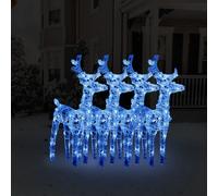 vidaXL Christmas Reindeers 4 pcs Blue 160 LEDs Acrylic