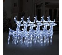 vidaXL Christmas Reindeers 6 pcs Cold White 240 LEDs Acrylic UK NEW