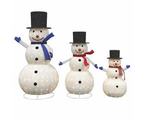 vidaXL Christmas Snowman Family 3 pcs Warm White 55 x 122 cm Fabric, Living Room