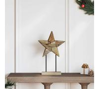 vidaXL Christmas Star Brown 31 x 15 x 46 cm Solid Teak Wood