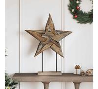 vidaXL Christmas Star Brown 59.5 x 18 x 74 cm Solid Teak Wood