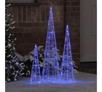 Vidaxl Christmas Tree With 90 Leds 3 Pcs Blue 20 X 20 X 80 Cm Acrylic