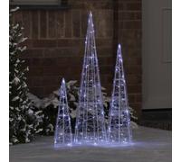 vidaXL Christmas Tree 3 pcs Cold white 20 x 20 x 80 cm Acrylic, White