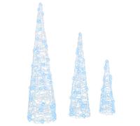 vidaXL Christmas Tree 3 pcs Cold white 20 x 20 x 80 cm Acrylic, White