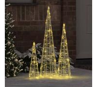 Christmas Tree with 90 LEDs 3 pcs Acrylic Decoration Seasonal Décor vidaXL