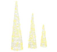 vidaXL Christmas Tree 3 pcs Warm white 20 x 20 x 80 cm Acrylic