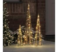 vidaXL Christmas Tree 3 pcs Warm white 20 x 20 x 80 cm (42019019), White