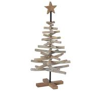 vidaXL Christmas Tree with Stand Brown 90 cm Solid teak wood, Living Room Decor, Rustic Teak Wood Christmas Tree, Durable Holiday Display, Easy Setup Indoor Festivity Decoration