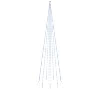 vidaXL Christmas Tree on Flagpole Outdoor Decorative Holiday Ornament Christmas Light Display All-surface LED Lighted Tree Cold white 310 LEDs 300 cm