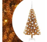 vidaXL Christmas Tree with 150 LEDs with Stand Gold 120 cm PET, Living Room, Modern Pre-Lit Christmas Tree, Cone-Shaped USB Decor, LED Lights, Festive Indoor Decoration, Holiday Ornament