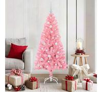 vidaXL Christmas Tree with 150 LEDs with Stand Pink 150 cm PVC, Living Room, Modern Christmas Tree, Seasonal Decor, Festive Ornament, Warm LED Lights, Indoor Display, PVC