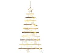 vidaXL Christmas Tree with 30 LEDs Beige 90 cm Solid Ash wood, Living Room, Modern Wall Decoration, Handmade Christmas Tree, Unique Indoor Decor, Seasonal Dcor, Minimalist Accent