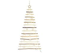 vidaXL Christmas Tree with 80 LEDs Beige 150 cm Solid Ash wood, Living Room, Modern Wall Decoration, Handmade Christmas Tree, Unique Indoor Decor, Seasonal Dcor, Minimalist Accent