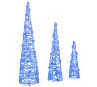 vidaXL Christmas Tree with 90 LEDs 3 pcs Blue 20 x 20 x 80 cm Acrylic