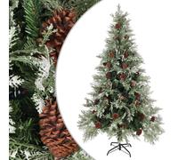 vidaXL Christmas Tree with Pine Cones Green and White 195 cm PVC&PE Xmas Tree