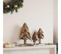 vidaXL Christmas Tree with Stand 3 pcs Brown Solid teak wood, Brown