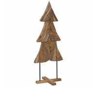 vidaXL Christmas Tree with Stand Brown 151 cm Solid teak wood, Christmas Decoration, Rustic Teak Wood Ornament, Elegant Holiday Centerpiece, Living Room Tree, Stylish Xmas Decor, Modern