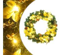 vidaXL Christmas Wreath | Green and gold | PVC | 60 cm | Decorative Inlays