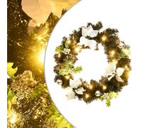 vidaXL Christmas Wreath with LED Lights Black 60 cm PVC (321518), Black