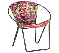 vidaXL Circle Chair Multicolours Chindi Fabric Bedroom Hand Woven Armchair