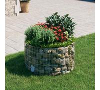 vidaXL Circular Gabion Pole - Galvanised Steel Garden Border Basket Cage, Silver, Ø100x50 cm, For Outdoor/Patio/Landscape Decoration