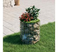 vidaXL Circular Gabion Pole - Galvanised Steel 50x50 cm Basket Cage for Gardens/Patios, Silver Finish, Weather-resistant, Mesh Structure, DIY Support