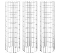 vidaXL Circular Gabion Raised Beds 3 pcs, Gabion Basket for Planter, Gabion Cage for Outdoor, Garden Planter, Galvanised Steel 30x100 cm