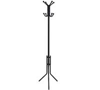 vidaXL Classic Metal Coat Stand in Black - Freestanding Wardrobe Solution with Functional Ball Hooks, Sturdy Triangular Legs