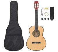 vidaXL Classical Guitar Set - 8-Pieces, 3/4 36 Size, Suitable for Kids & Beginners, Solid Basswood Body and Hard Plastic Buttons, Includes Bag, Picks, Pitch Pipe & Strings