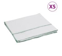 vidaXL Floor Cloths Pack of 5, Scouring Cloths White with Green Stripes, Scouring Cloths Excellent Absorbency, Cleaning Cloths, Wipes, 50 x 60 cm