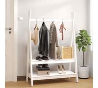 (white) vidaXL Solid Wood Pine Clothes Rack Wooden Wardrobe Coat Stand Multi Colours