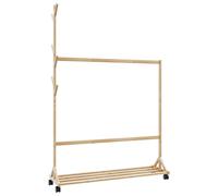 vidaXL Clothes Rack with Hooks and Wheels 100x35x157 cm Bamboo