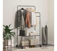 vidaXL Clothes Rack with Shelf with Wheel Black 80 x 53 x 156 cm