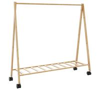 vidaXL Clothes Rack with Shelves and Wheels 106x34x106.5 cm Bamboo