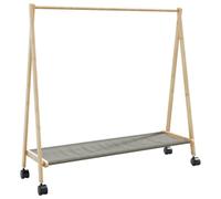 vidaXL Clothes Rack with Shelves and Wheels 106x34x106.5 cm Bamboo, coat rack, coat rack with shelf, clothing rack with wheel, clothes hanger rack