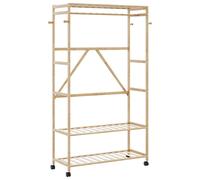 vidaXL Clothes Rack with Shelves and Wheels 110x40x180 cm Bamboo coat rack
