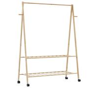 vidaXL Clothes Rack with Shelves and Wheels 132x45.5x155.5 cm Bamboo