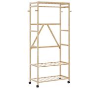 vidaXL Clothes Rack with Shelves and Wheels 90x40x179.5 cm Bamboo