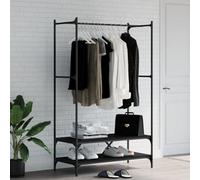 Vidaxl Clothes Rack With Shelves Black Engineered Wood