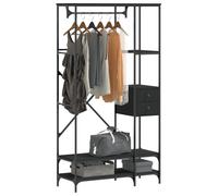 vidaXL Clothes Rack with Shelves Coat Rack Clothes Stand Black Engineered Wood