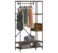 vidaXL Clothes Rack with Shelves Smoked Oak Engineered Wood