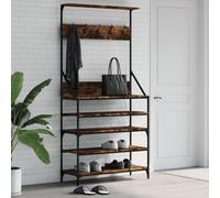 (smoked oak, 90 x 34 x 184 cm) vidaXL Clothes Rack with Shoe Storage Garment Rack Clothes Rail Smoked Oak