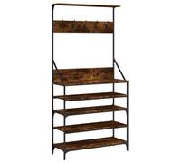 vidaXL Clothes Rack with Shoe Storage Smoked Oak 90x34x184 cm