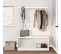 vidaXL Clothes Rack with Shoe Storage White 113x40x157.5 cm Solid Wood Pine