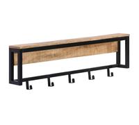 vidaXL Coat Rack Wall Mounted Coat Hook Wall Hanger Solid Rough Wood Mango