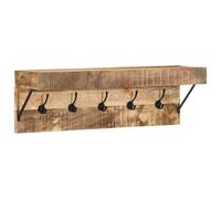 vidaXL Rustic Wall Coat Rack 5 Hooks Made of Natural Mango Wood, Ideal for Storage and Organization in Entryways or Indoors.